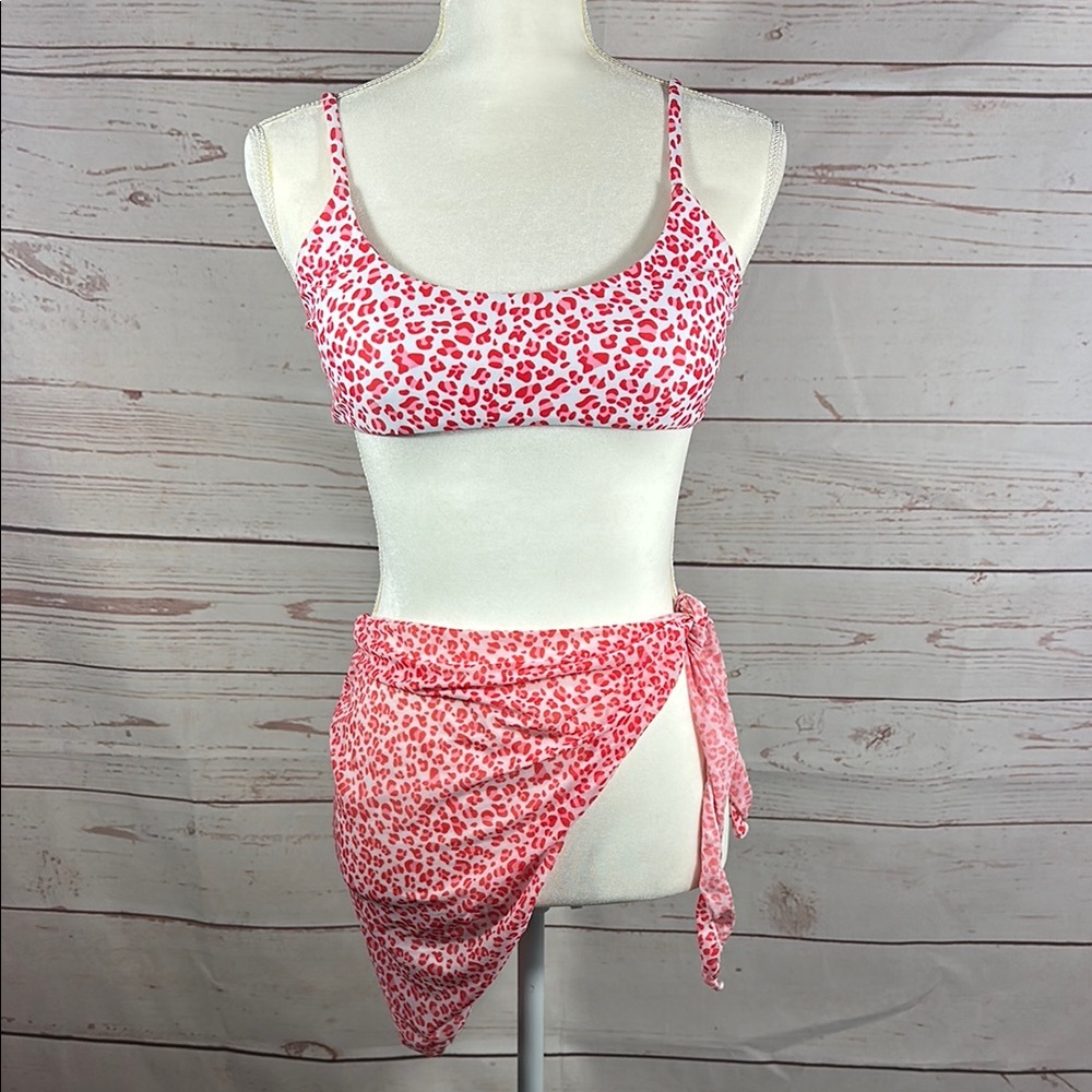 Pink Leopard Print Bikini Set Size M